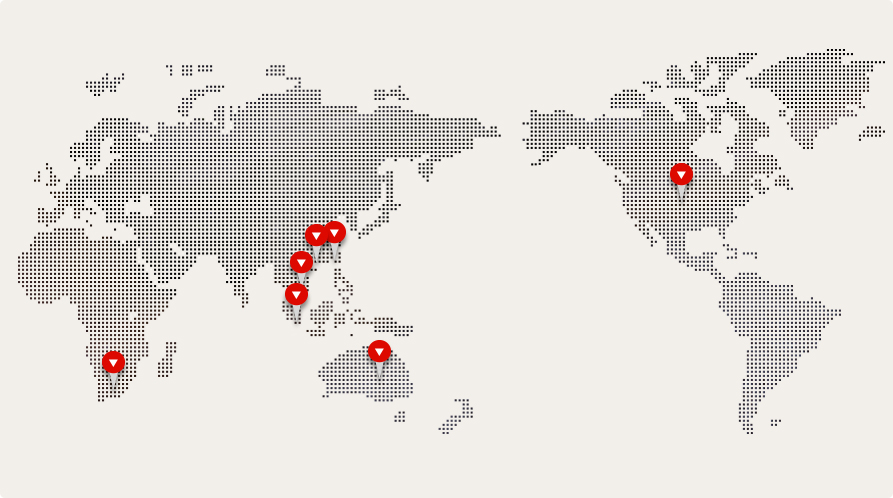United States of America/Australia/Malaysia/Vietnam/South Africa/Hong Kong, and Taiwan